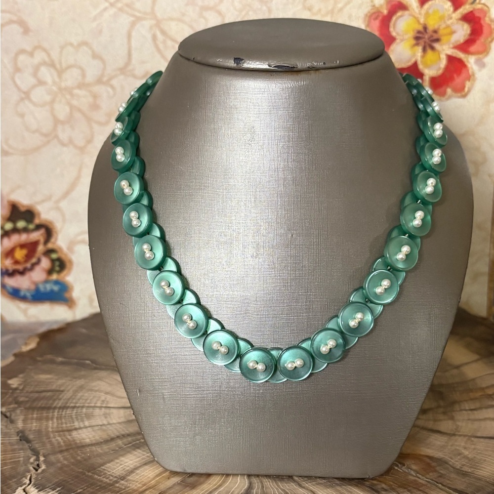 Handmade Button Pearl Reversible Necklace